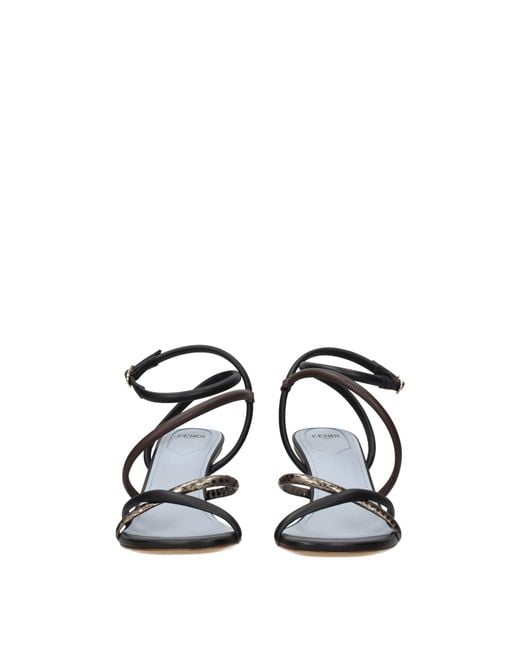 Fendi Black Leather Flat Sandals