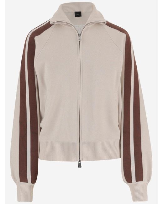 Pinko Natural Zip-Up Viscose-Blend Sweater