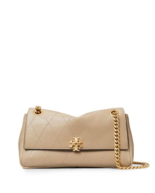 Tory Burch Natural Small Charlie Quilted Shoulder Bag