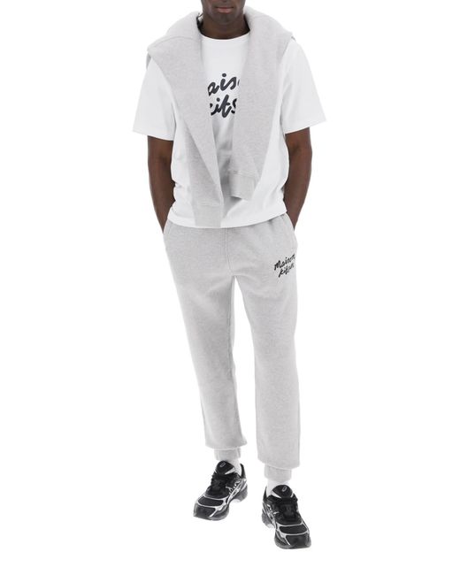 Maison Kitsuné T -Shirt mit Logo in der Handschrift in White für Herren
