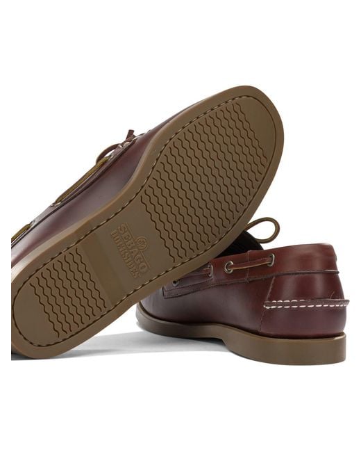 Sebago Brown "Dockside Portland Waxed" Lace-Up Loafers