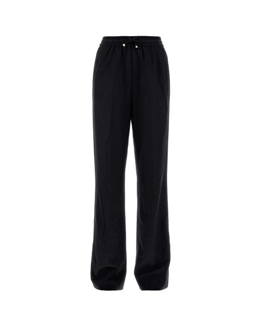 Moncler Black Wool-Blend Straight-Leg Trousers