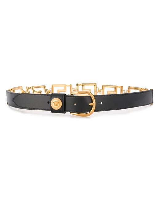 Versace Natural Belt With Greek Key Buckle