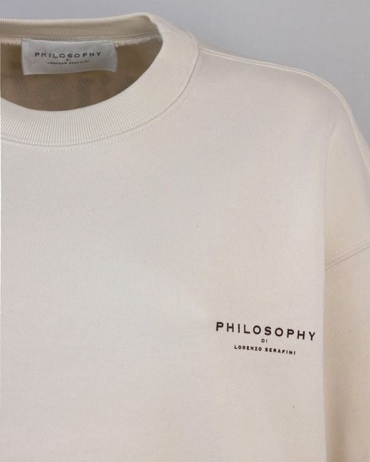 Philosophy Di Lorenzo Serafini Felpa In Cotone Con Stampa Beige in het White