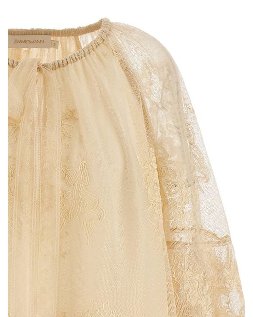 Zimmermann Natural 'Hypnotic Tiered Lace' Blouse