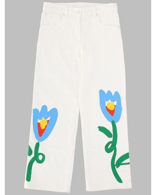 Stella McCartney White Soft Fabric Trousers For Girls