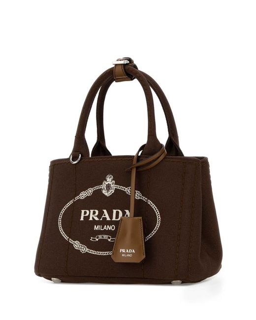 Prada Brown Canvas Mini Jardinière Handbag