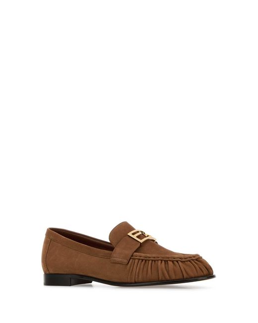 Fendi Brown Biscuit Suede Loafers