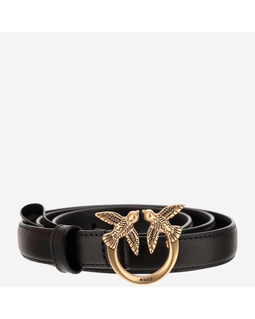 Pinko Black Love Berry Leather Belt