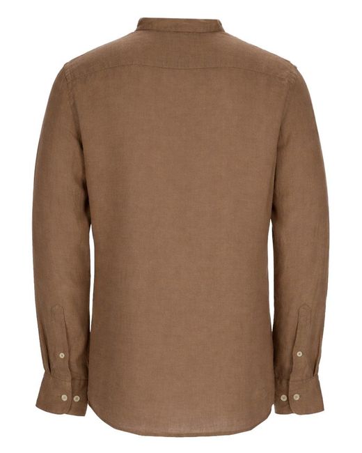 120% Lino Brown Slim Fit Linen Shirt for men