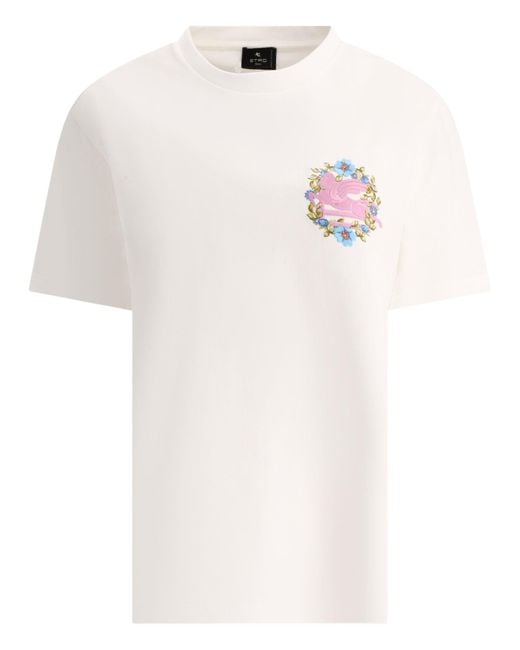 Etro T -shirt Met Borduurwerk in het White