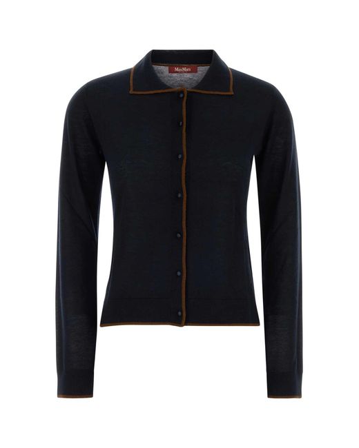 MM STUDIO Blue Midnight Silk Blend Targo Cardigan