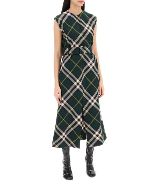 Burberry Green Ered Kleid mit Midi Länge