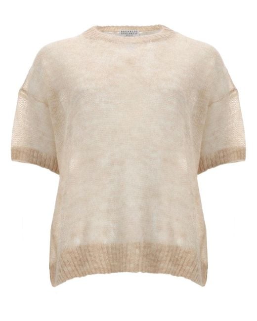 Brunello Cucinelli Natural Knitted Crew Neck Sweater