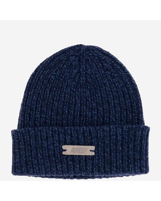 Autry Blue Wool Beanie With Logo for men