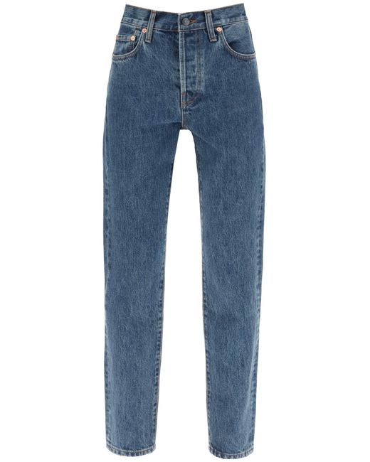 Wardrobe NYC Blue Slim Jeans With Acid Wash