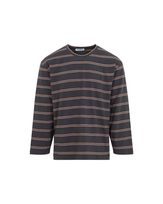 Jil Sander Gray L/S Striped T Shirt
