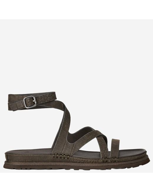 Ugg Brown Sandals Goldengaze Animal-Print Leather