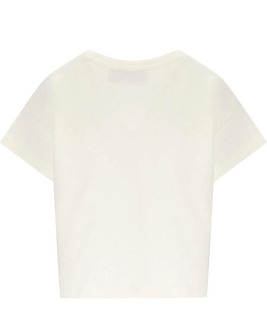 Elisabetta Franchi White Cropped T Shirt With Lettering