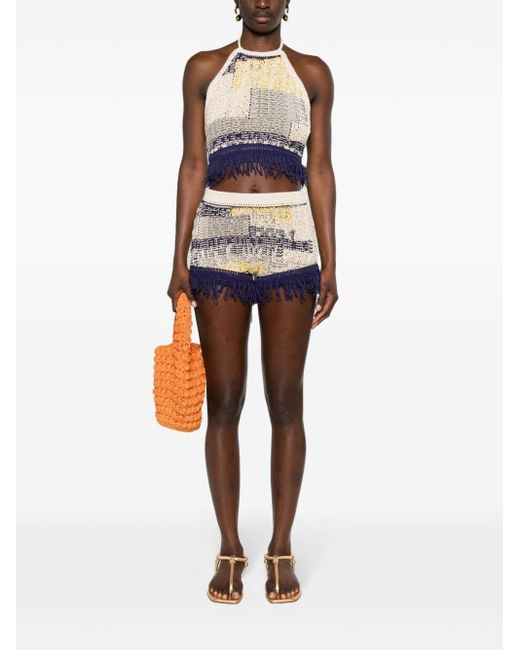 Sportmax Blue Cotton Knitted Shorts