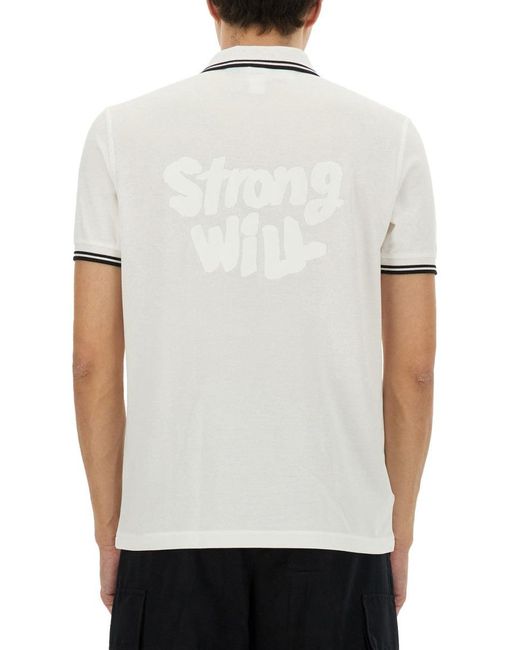 Comme des Garçons White "Strong Will" Polo Shirt