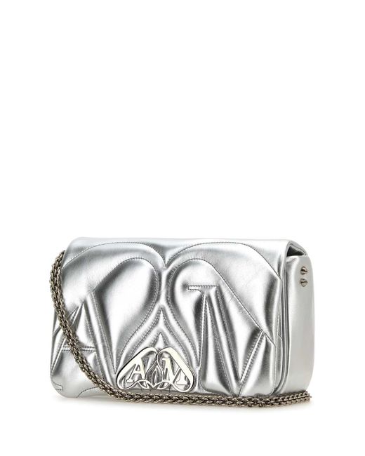 Alexander McQueen Gray Leather Small Seal Shoulder Bag