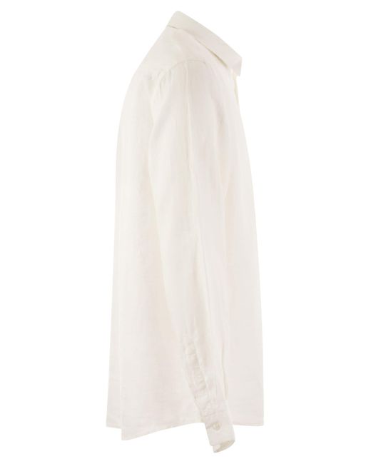 Vilebrequin White Langarmes Leinenhemd