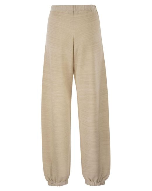Fabiana Filippi Natural Wool And Cotton Jogging Trousers With Links Stitching