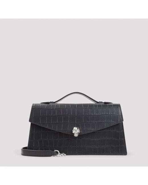 McQueen Black Mini Skull Top Handle Bag