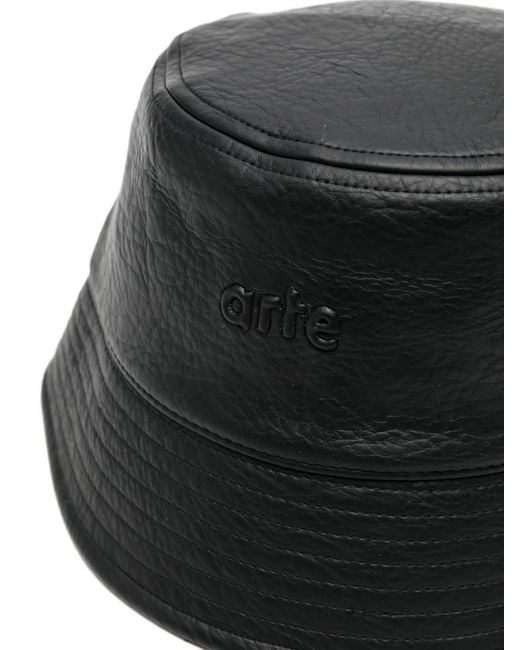 Arte' Black Pu Leather Buckethat