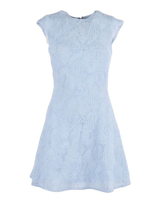 ROTATE BIRGER CHRISTENSEN Blue Mesh Mini Dress Plein Air (Tight Fit)