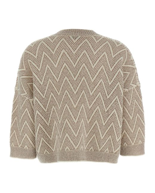Peserico Natural Zigzag Crop Sweater