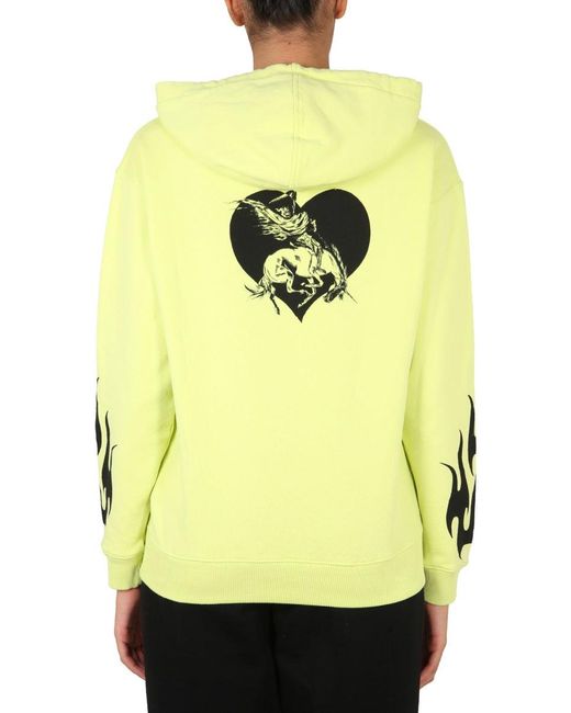 Givenchy Yellow Sacred Heart Print Drawstring Hoodie