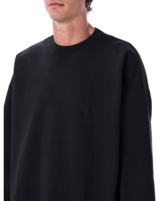 Y-3 Black Brushed Terry Loose-Fit Crewneck Sweatshirt for men