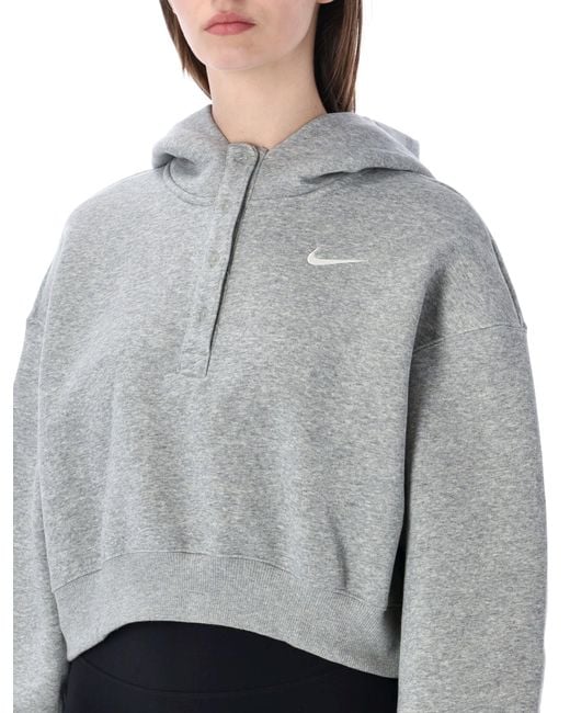 Nike Gray Oversized Cropped Hoodie