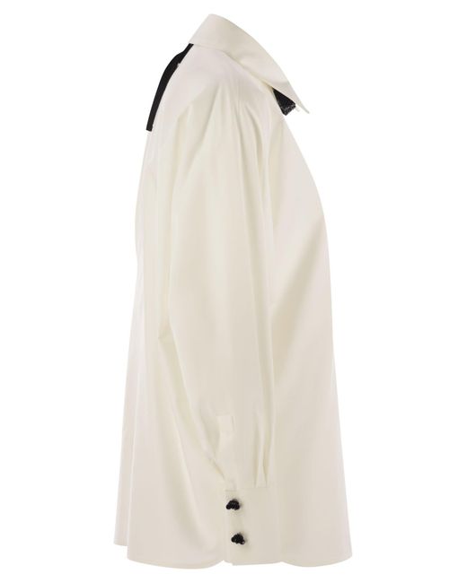 Max Mara Studio Roll Roll y Camisa de Poplin de algodón y seda Max Mara de color White