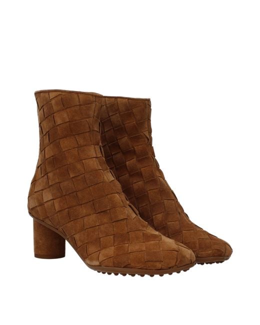Bottega Veneta Brown Stivaletti Atomic Donna Camoscio Marrone/Caramello