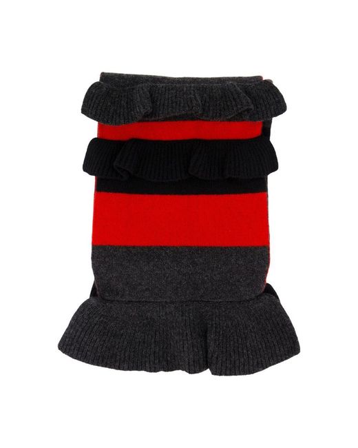 Simone Rocha Black Gestreifter Strickschal Mit Rüschen