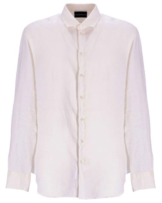 Emporio Armani Pink Linen Shirt for men