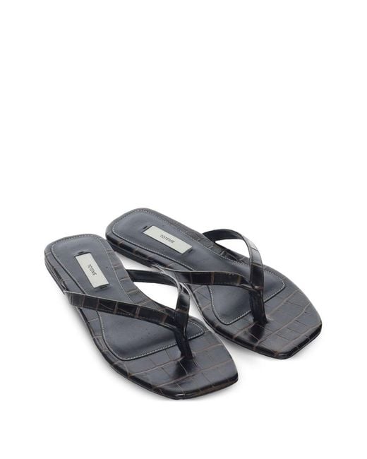 Totême Blue Leather Flat Thong Sandals