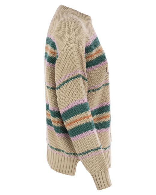 Suéter de hilo de algodón de fin de semana Max Mara Marrone con bordado Weekend by Maxmara de color Gray