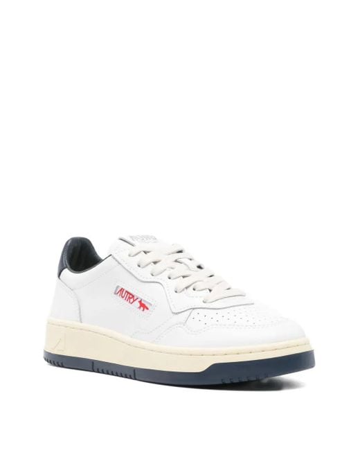 Autry X Maison Kitsune White Leather Sneakers