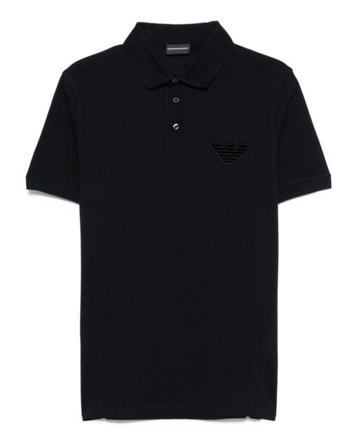 Emporio Armani Black Logo Cotton Polo Shirt
