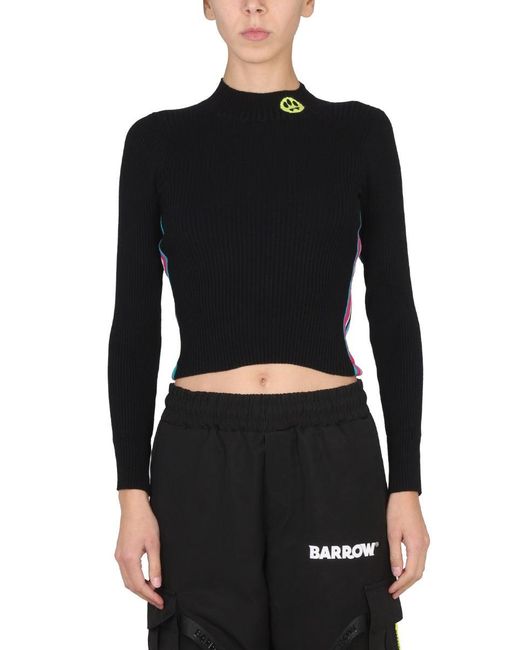 Barrow Black Top With Logo And Colored Bands