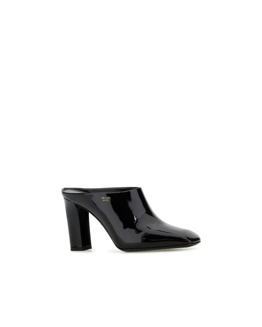 Prada Black Heeled Mules