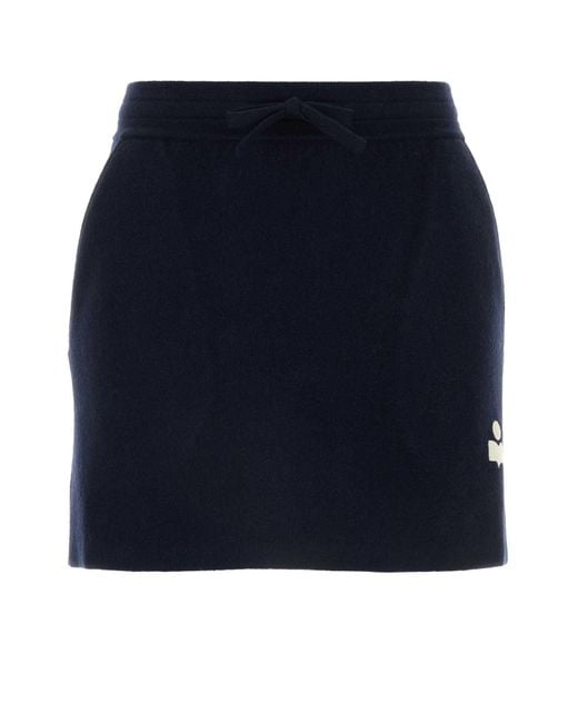 Isabel Marant Blue Midnight Stretch Cotton Blend Amaline Mini Skirt