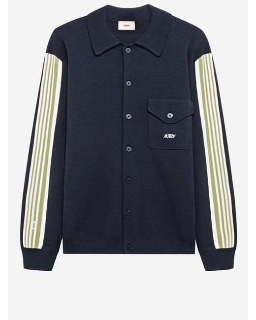 Autry Blue Viscose-Blend Striped Jacket for men