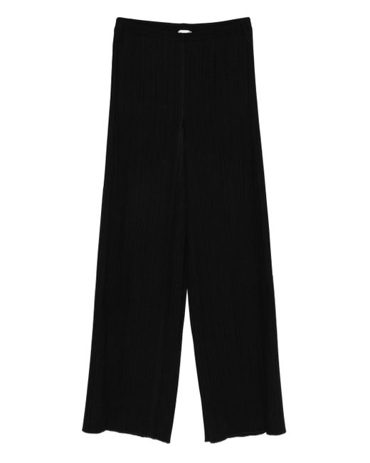 Forte Forte Black Poly Crepe Plisse' Regular Waist Pants