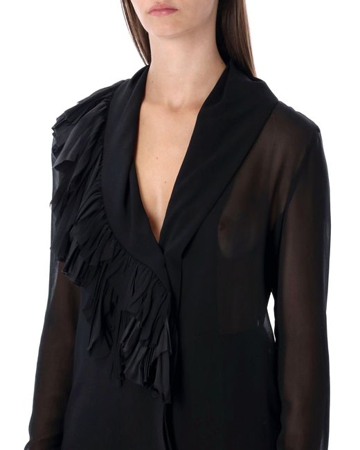Alberta Ferretti Black Alberta Ferretti Silk Georgette Blouse With Ruffles