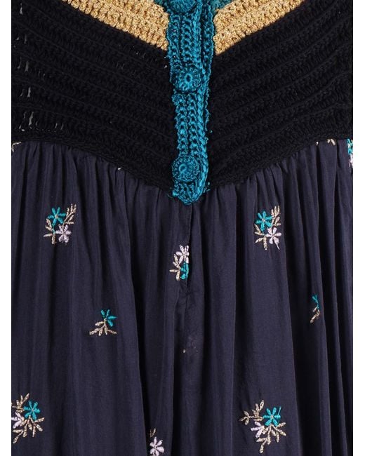 Forte_forte Blue Abito Bustier Voile Ricamo "Petites Fleurs"